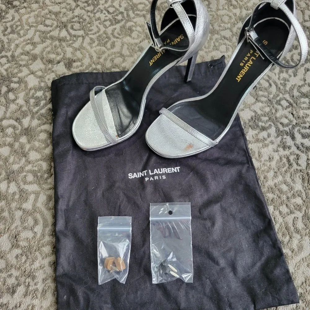 Saint Laurent Argento Silver Heels Size 36 - Picture 13 of 16